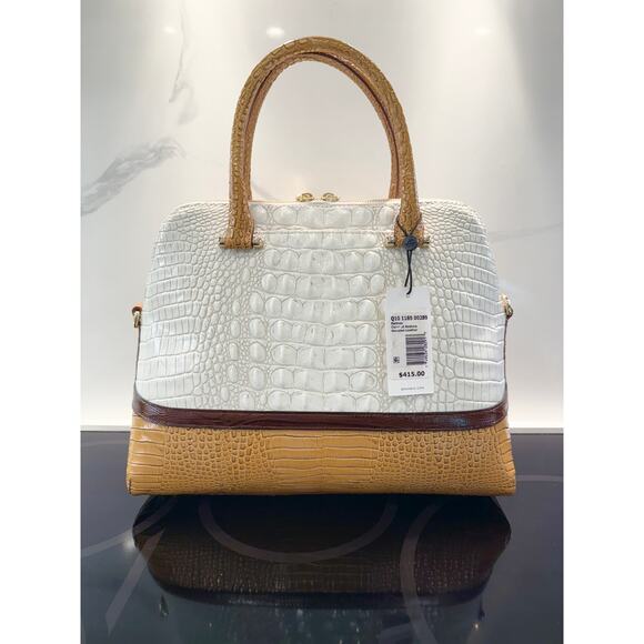 NEW Brahmin Sydney Satchel Coconut Kedima Croc-Embossed Leather Top Handles NWT - Picture 7 of 14